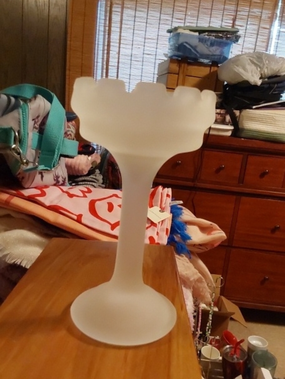Frosted Glass Table Lamp with Scalloped Shade - Picture 8 of 8